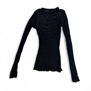 Black Long Sleeve Mesh Top